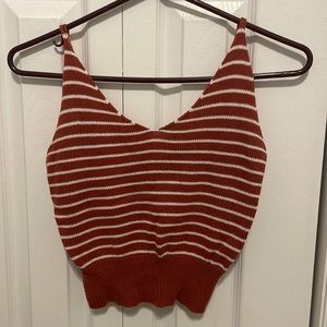 Orange Knit Cropped Tank